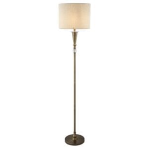 Floor Lamps - Searchlight Oscar Floor Lamp Antique Brass Metal & Linen (1012AB)