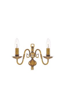 Wall Lighting - Searchlight Flemish 2Lt Wall Light Solid Brass Metal (1019-2AB)