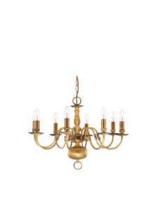 Ceiling Pendants - Searchlight Flemish 8Lt Pendant Solid Brass Metal (1019-8AB)
