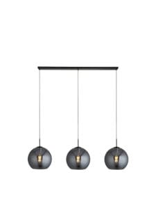 Ceiling Pendants - Searchlight Amsterdam 3Lt Bar Pendant Black Metal & Smoked Glass (1023-3SM)