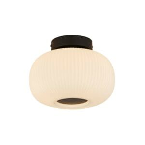 Searchlight Lumina Flush Black Metal & Opal Ribbed Glass