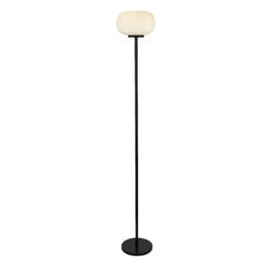 Floor Lamps - Searchlight Lumina Floor Lamp Black Metal & Opal Ribbed Glass (10274-1BK)
