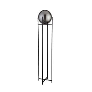 Floor Lamps - Searchlight Amsterdam Floor Lamp Black Metal & Smoked Glass (1030-1SM)