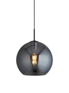 Ceiling Pendants - Searchlight Amsterdam Pendant Black Metal & Smoked Glass (1031-1SM)