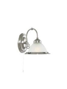 Wall Lighting - Searchlight American Diner Wall Light Satin Silver Metal & Acid Glass (1041-1)