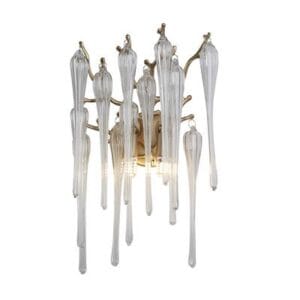 Wall Lighting - Searchlight Heritage 2Lt Wall Light Gold Metal and Clear Glass Drops (10425-2GO)