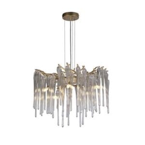 Ceiling Pendants - Searchlight Heritage 5Lt Pendant Gold Metal and Clear Glass Drops (10425-5GO)