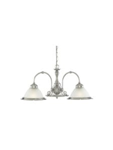 Ceiling Pendants - Searchlight American Diner 3Lt Pendant Satin Silver Metal & Acid Glass (1043-3)