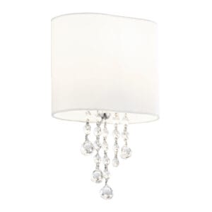Wall Lighting - Searchlight Nina Wall Light Chrome Crystal & Fabric Shade (1051-1CC)