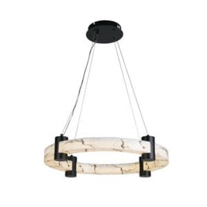 Ceiling Pendants - Searchlight Moonbeam LED Pendant Black Metal & Marbleised Resin (10868-1BK)