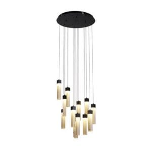 Ceiling Pendants - Searchlight Moonbeam 13Lt Pendant Black Metal & Marbleised Resin (10879-13BK)