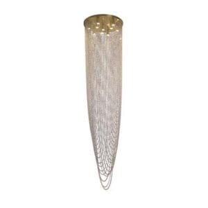 Ceiling Pendants - Searchlight Swoop 10Lt Pendant Satin Brass & Clear Crystal (10883-10SB)