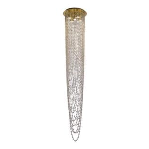 Ceiling Pendants - Searchlight Swoop 5LT Pendant Satin Brass & Clear Crystal (10883-5SB)