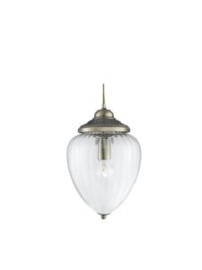 Ceiling Pendants - Searchlight Moscow Pendant Antique Brass Metal & Ribbed Glass (1091AB)
