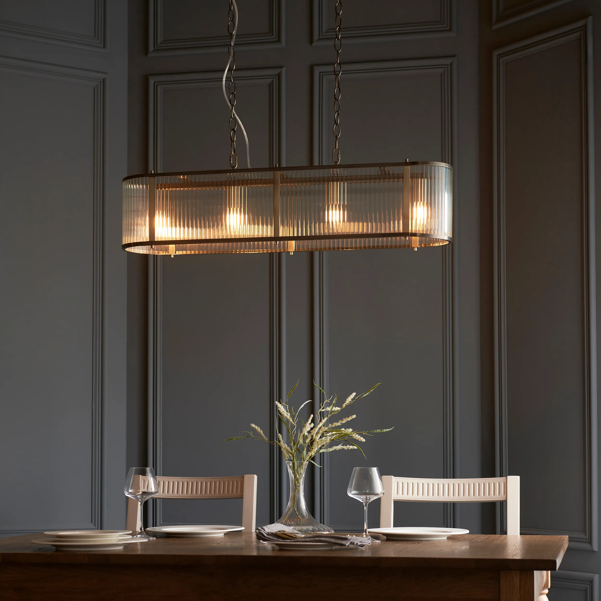 Ceiling Pendants - Endon Ridgeton 4lt Linear Pendant (110945) - View 2
