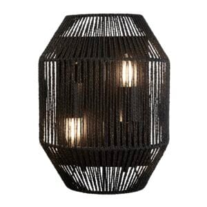 Wall Lighting - Searchlight Wicker 2Lt Wall Light Matt Black Metal & Black Rope Shade (11201-2BK)