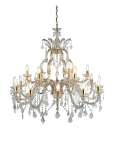 Ceiling Pendants - Searchlight Marie Therese 18Lt ChandelierPolished Brass & Clear Crystal (1214-18)
