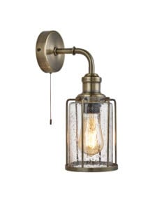 Wall Lighting - Searchlight Pipes Wall Light Antique Brass Metal & Seeded Glass (1261AB)