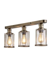 Searchlight Pipes 3Lt Flush Antique Brass & Seeded Glass