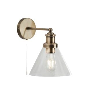 Wall Lighting - Searchlight Pyramid Wall Light Antique Brass Metal & Glass (1277AB)