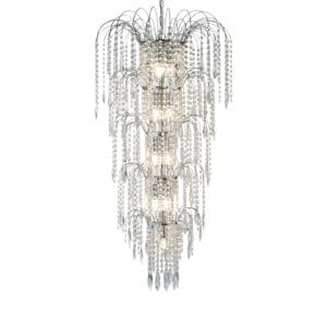 Ceiling Pendants - Searchlight Waterfall 13Lt Chandelier Chrome Metal & Crystal (1313-13CC)