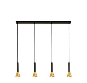 Ceiling Pendants - Searchlight Signal 4Lt Bar Pendant Black & Gold Metal (13611-4BGO)