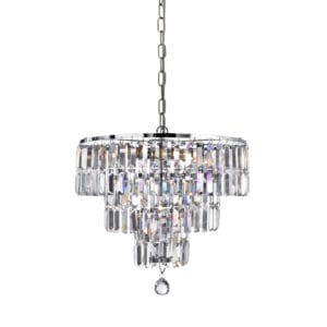 Ceiling Pendants - Searchlight Empire 5Lt Pendant Chrome Metal & Clear Crystal (1375-5CC)