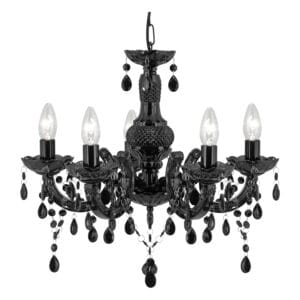 Ceiling Pendants - Searchlight Marie Therese 5Lt Pendant Black Glass & Acrylic (1455-5BK)