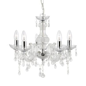 Ceiling Pendants - Searchlight Marie Therese 5Lt Pendant Clear Glass & Acrylic (1455-5CL)