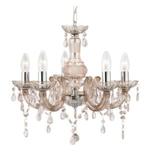 Ceiling Pendants - Searchlight Marie Therese 5Lt Pendant Mink Glass & Acrylic (1455-5MI)