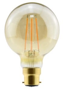 Integral Sunset Vintage Filament Globe G80 Bulb B22 470Lm 3.4W 2200K Dimmable 300 Beam Amber