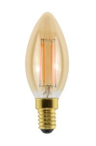 E14 Bulbs - Integral Sunset Vintage Filament Candle Bulb E14 470Lm 3.4W 2200K Dimmable 300 Beam Amber (ILCANDE14D096)