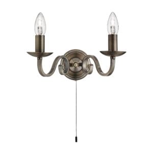 Wall Lighting - Searchlight Richmond 2Lt Wall Light Antique Brass Metal (1502-2AB)