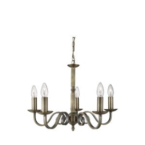 Ceiling Pendants - Searchlight Richmond 5Lt Pendant Antique Brass Metal (1505-5AB)