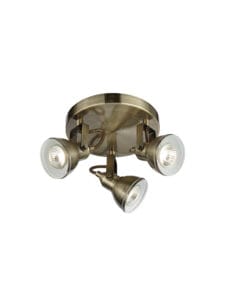 Searchlight Focus 3Lt Round Spotlight Antique Brass Metal