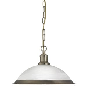 Ceiling Pendants - Searchlight Bistro Pendant Antique Brass Metal & Acid Glass (1591AB)