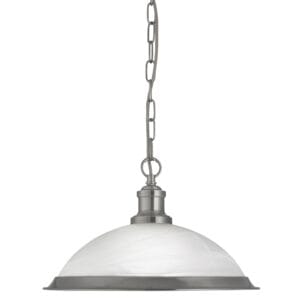 Ceiling Pendants - Searchlight Bistro Pendant Satin Silver Metal & Acid Glass (1591SS)