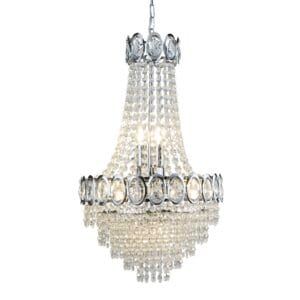 Ceiling Pendants - Searchlight Louis Phillipe 6Lt Chandelier Chrome Metal & Crystal (1611-6CC)