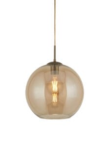 Ceiling Pendants - Searchlight Balls Pendant Antique Brass Metal & Amber Glass (1621AM)