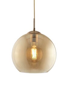 Ceiling Pendants - Searchlight Balls Pendant Antique Brass Metal & Amber Glass (1632AM)