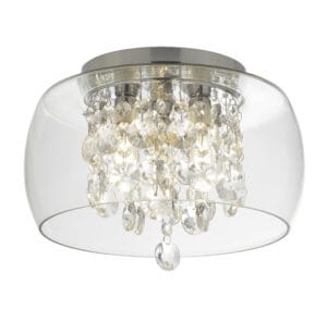 Bathroom Lighting - Searchlight Curva 3Lt Bathroom Flush Chrome Metal & Crystal Glass (1773CC)