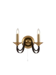 Wall Lighting - Searchlight Belfry 2Lt Wall Light Dark Bronze & Brown Metal (1842-2BZ)