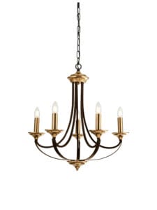 Ceiling Pendants - Searchlight Belfry 5Lt Pendant Dark Bronze & Brown Metal (1845-5BZ)