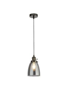 Ceiling Pendants - Searchlight Camden Pendant Black Chrome Metal & Smoked Glass (1921-1BC)