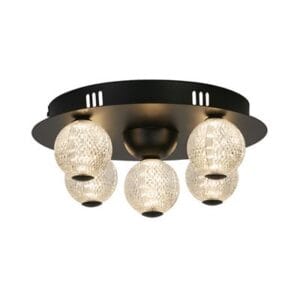 Searchlight Asteroid LED Flush Black Metal with Clear Acrylic Balls