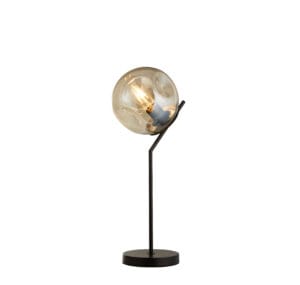 Table Lamps - Searchlight Punch Table Lamp Black Metal & Champagne Punched Glass (22121-1BK)