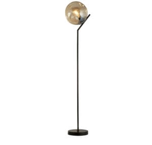 Floor Lamps - Searchlight Punch Floor Lamp Black Metal & Champagne Punched Glass (22122-1BK)