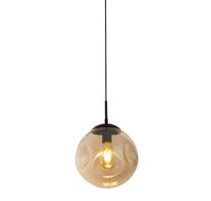 Ceiling Pendants - Searchlight Punch Pendant Black Metal & Champagne Punched Glass (22123-1BK)