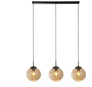 Ceiling Pendants - Searchlight Punch 3Lt Bar Pendant Black Metal & Champagne Punched Glass (22123-3BK)
