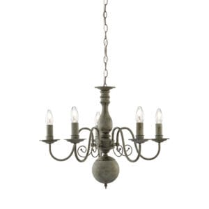 Ceiling Pendants - Searchlight Greythorne 5Lt Pendant Textured Grey Metal (2265-5GY)